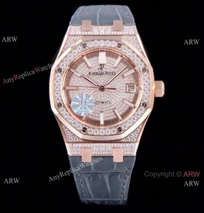 1:1 Best Replica Audemars Piguet Iced Out Royal Oak 15400 Watch 3120 Movement